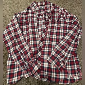 Eddie Bauer Red and Blue Plaid Button Down Shirt